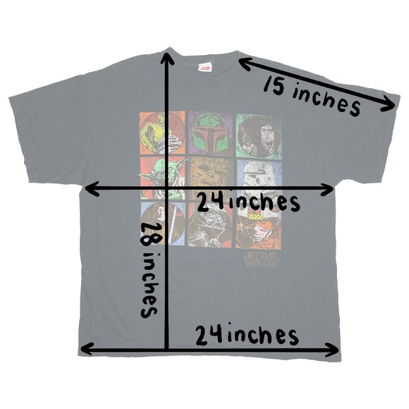 Star Wars Yoda R2D2 Darth Vader Luke Han Black Character Short Sleeve Tee Shirt - Picture 6 of 6